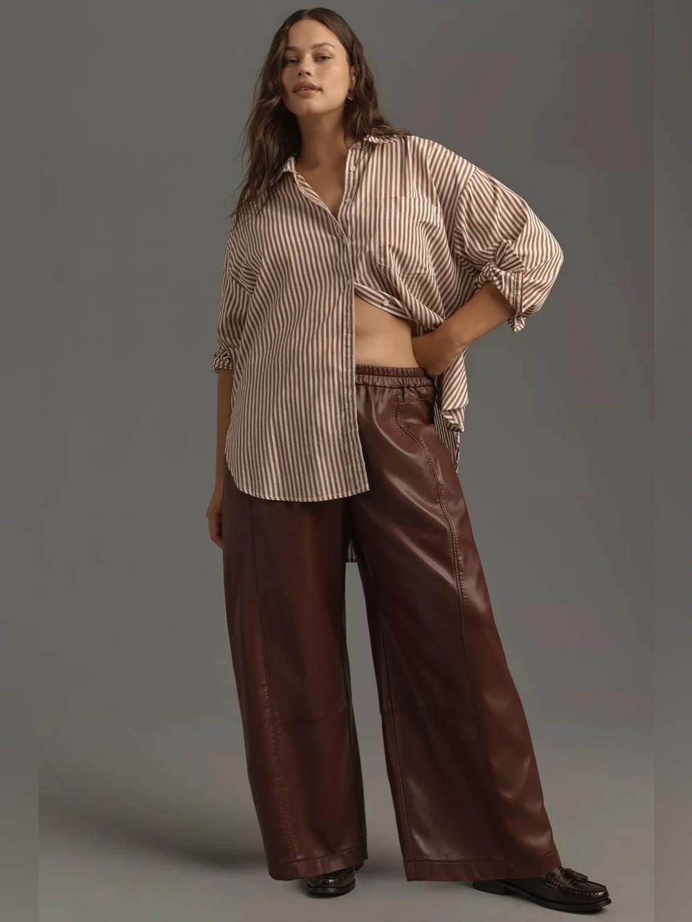Pilcro Barrel Trousers Faux Leather Size S